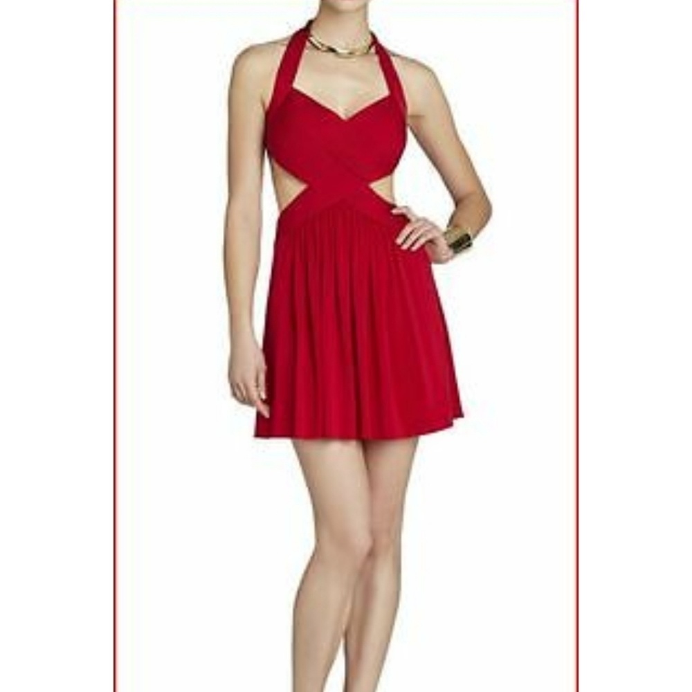 BCBG Maxazaria Shea Halter Red Cocktail Dress